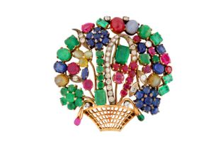 A GEM-SET GIARDINETTO BROOCH