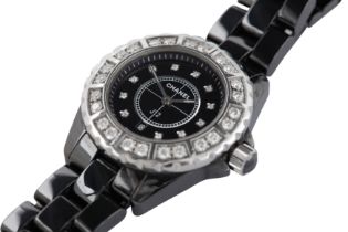 CHANEL. A BLACK CERAMIC AND DIAMOND J12 WRISTWATCH