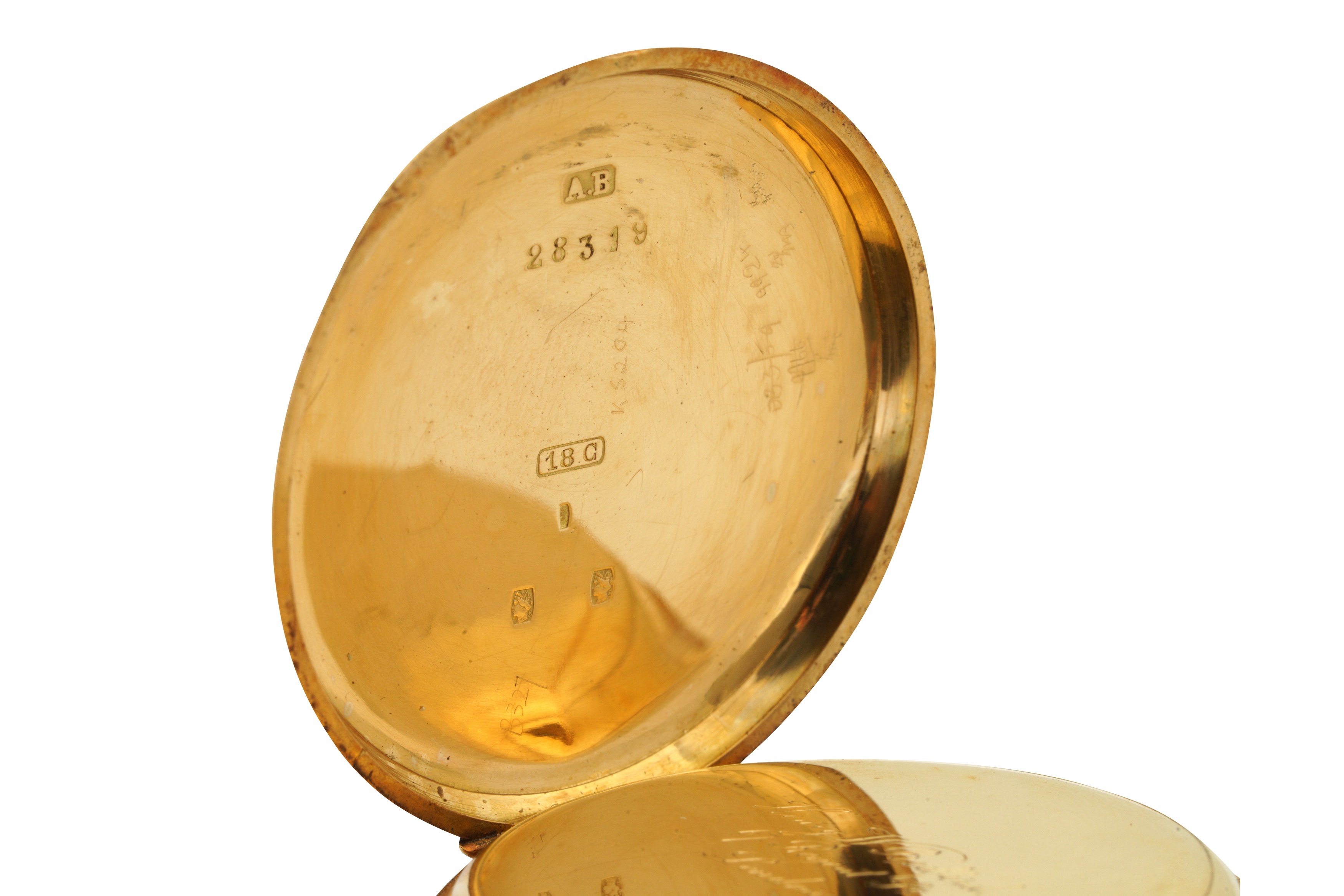 AN 18CT HALF HUNTER POCKET WATCH - Image 4 of 9