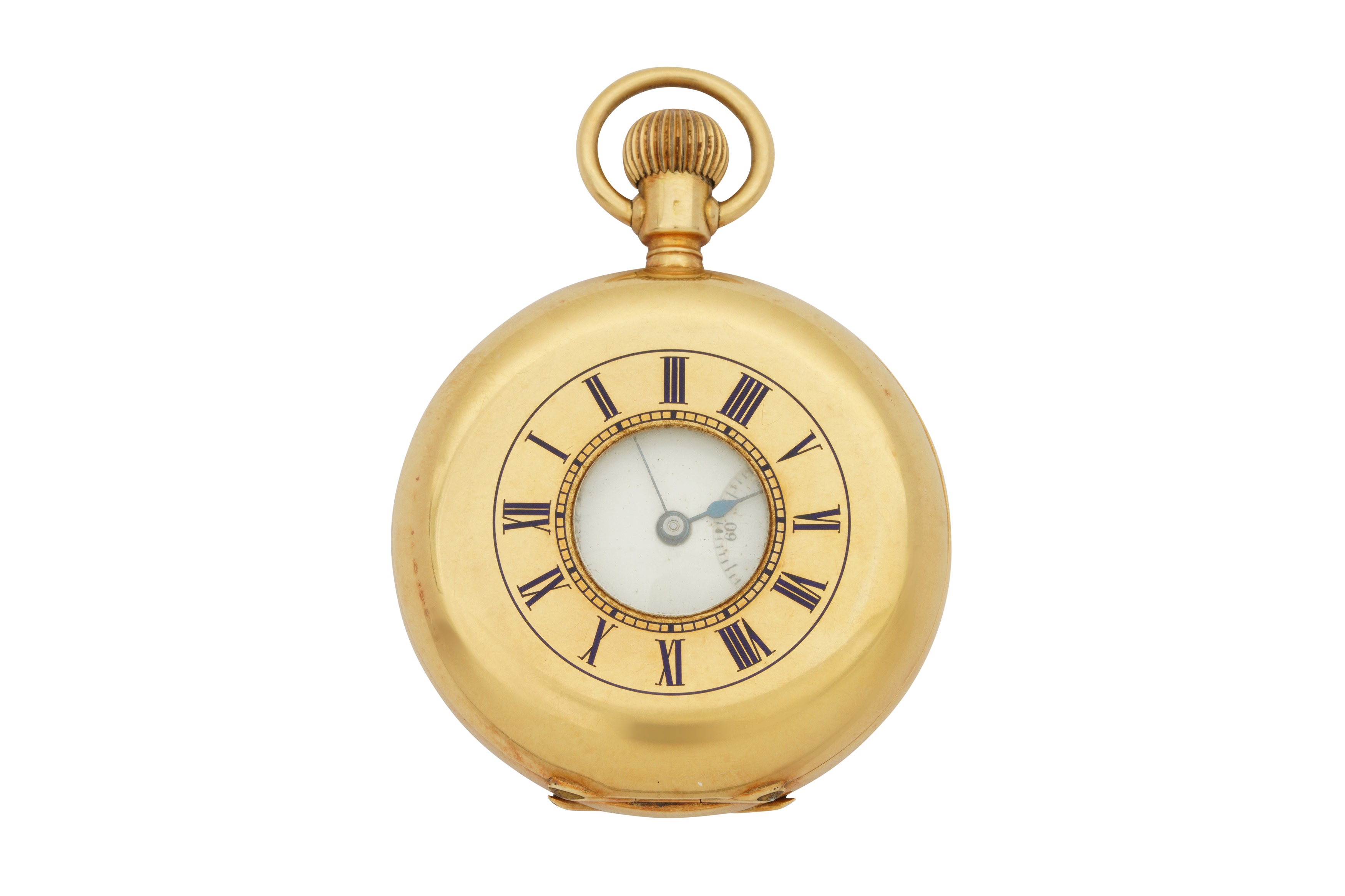 AN 18CT HALF HUNTER POCKET WATCH