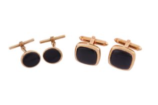 A PAIR OF DUNHILL CUFFLINKS AND ONE OTHER PAIR OF CUFFLINKS