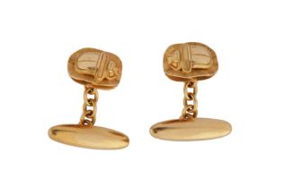 A PAIR OF SCARAB BEETLE CUFFLINKS