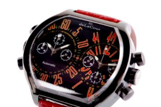 DE LA COUR. DOUBLE TIME ZONE BICHCHRONO WRISTWATCH