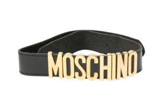 Moschino Black Logo Plaque Belt - Size 75