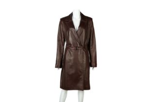 Amanda Wakeley Oxblood Leather Coat - Size 14
