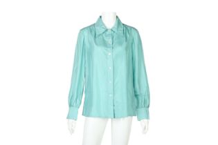 Pierre Balmain Green Silk Blouse - Size 14