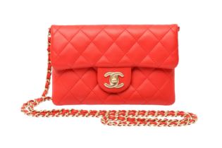 Chanel Red Quilted Mini Flap Crossbody Bag