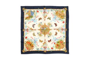 Gucci Floral Butterfly Fruit Silk Scarf