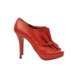 Escada Metallic Red Peep Toe Heeled Shoe - Size 37