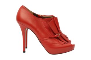 Escada Metallic Red Peep Toe Heeled Shoe - Size 37