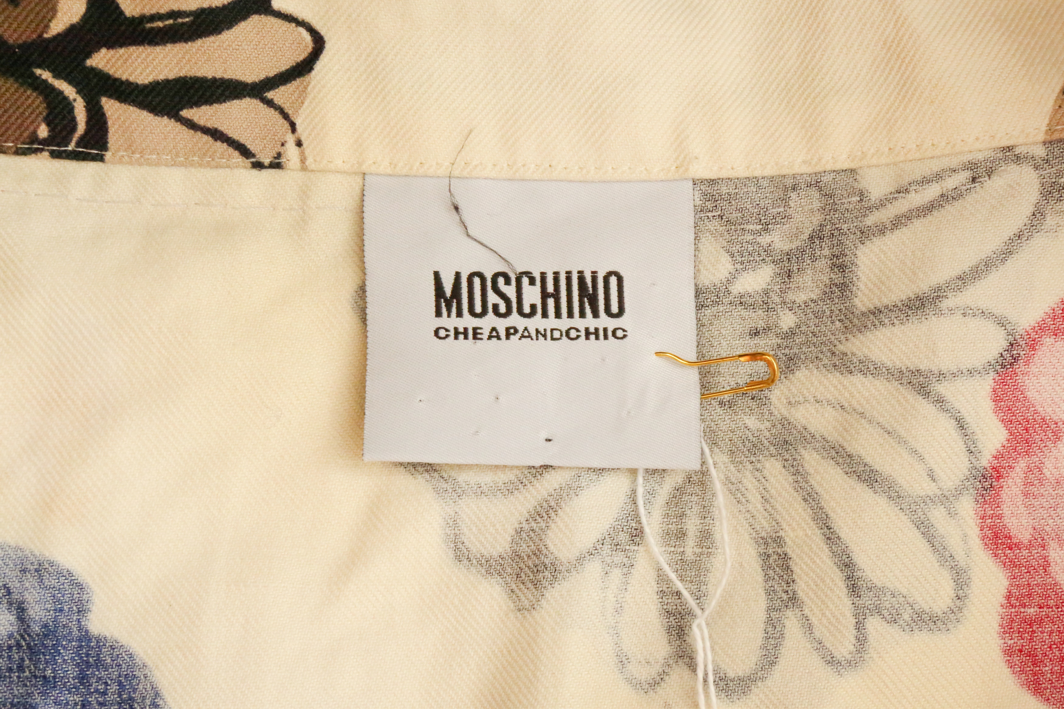 Moschino Cream Linen Floral Print Coat - Size 44 - Image 5 of 5