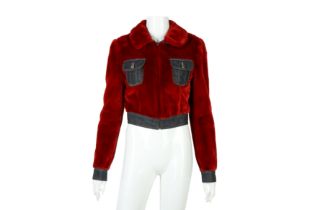 Dolce & Gabbana Red Fur Cropped Jacket - Size 40