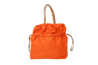 Prada Orange Tessuto Drawstring Shoulder Tote