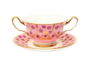 Tiffany & Co Framboise Rose Bouillon Bowls and Saucers