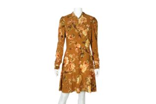 Zimmermann Tan Silk Resistance Floral Print Dress - Size 2