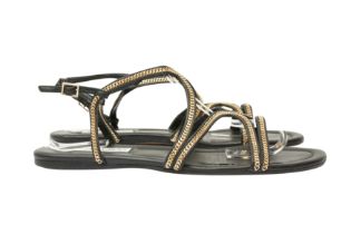 Jimmy Choo Black Chain Flat Sandal - Size 41.5