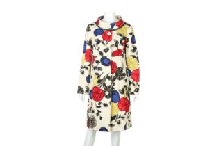 Moschino Cream Linen Floral Print Coat - Size 44