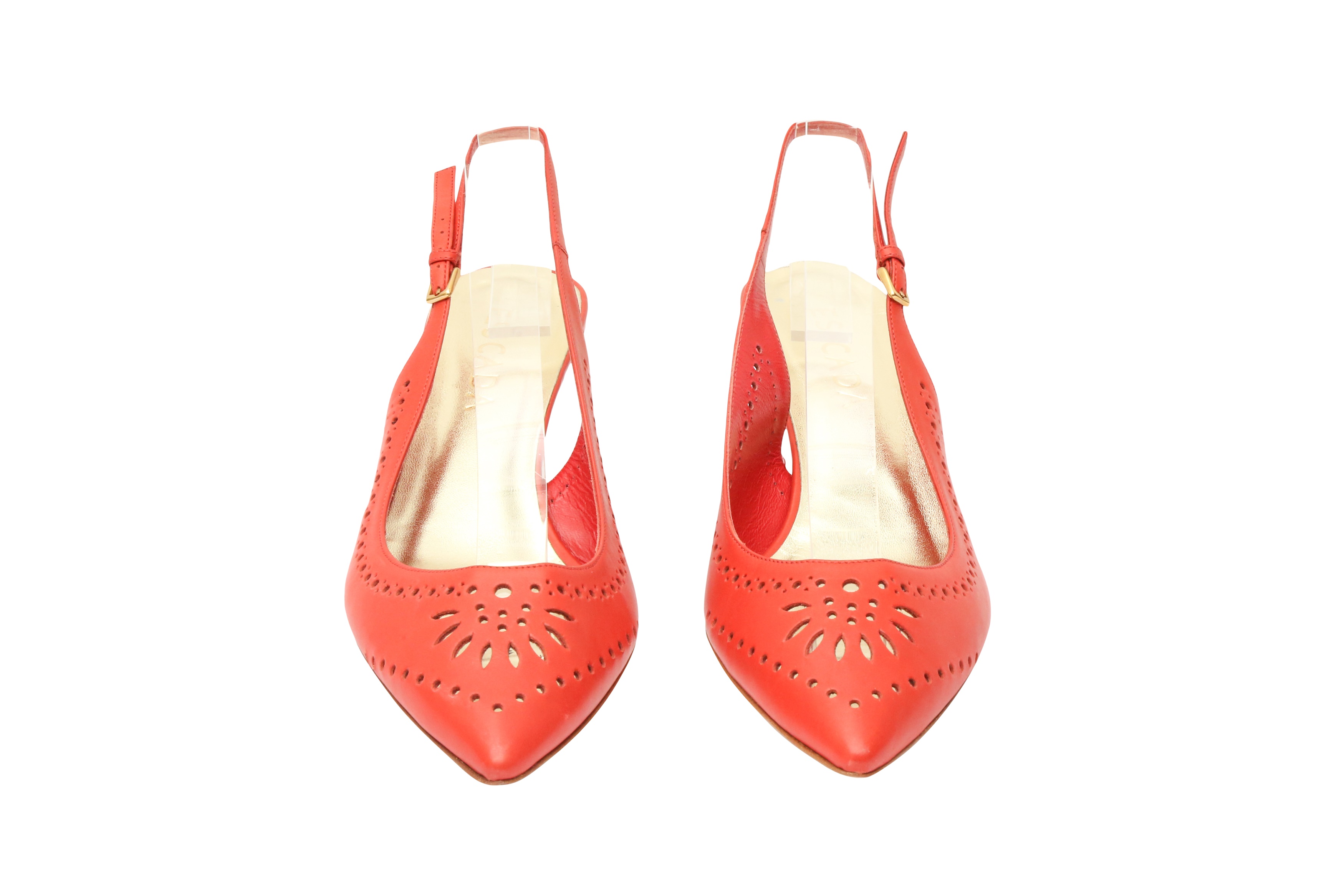 Escada Coral Perforated Kitten Heeled Sling Back - Size 39 - Image 2 of 4