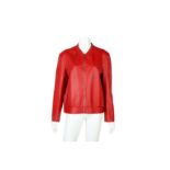 Longchamp Red Leather Jacket - Size M