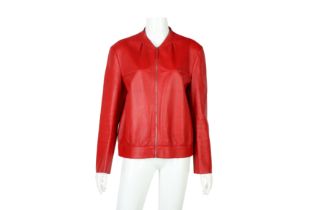 Longchamp Red Leather Jacket - Size M