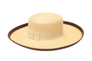 Hermes x Motsch Beige Straw Wide Brim Hat - Size 58