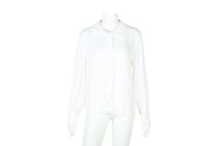 Yves Saint Laurent White Crepe Shirt, double cuff - Size 38