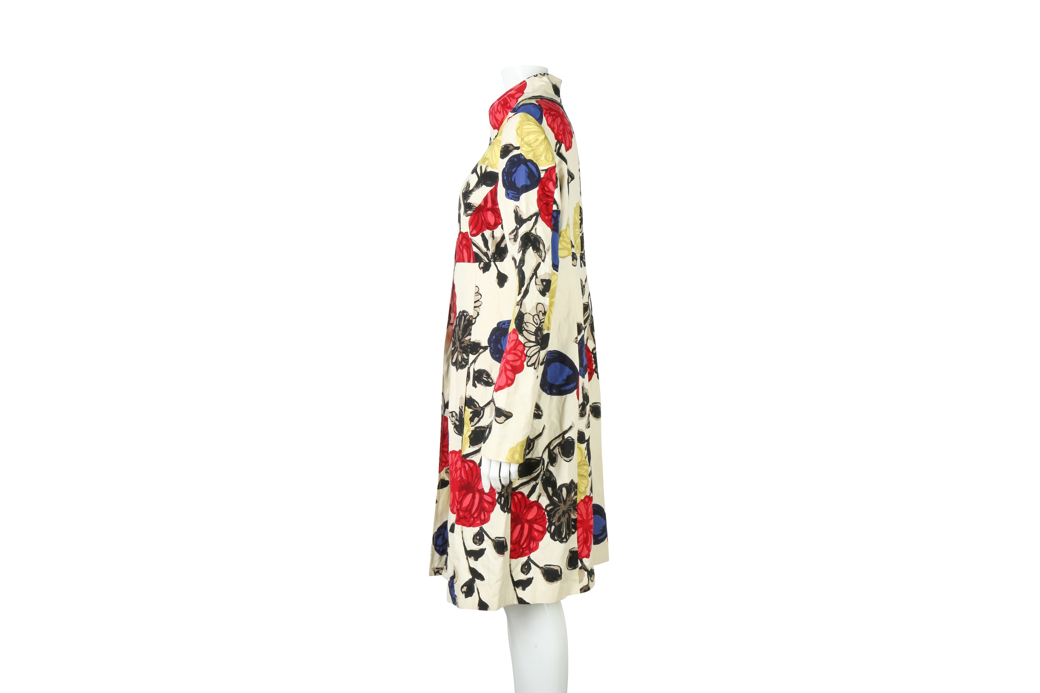 Moschino Cream Linen Floral Print Coat - Size 44 - Image 2 of 5