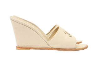 Chanel Beige CC Wedge Heeled Mule - Size 41