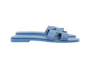 Hermes Blue Bleuet Epsom Oran Sandal - Size 37