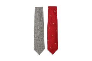 Burberry Red and Monochrome Silk Ties