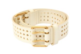 Yves Saint Laurent Ivory Double Buckle Belt - Size 75