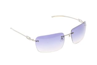 Gucci Blue Rimless Rectangular Sunglasses