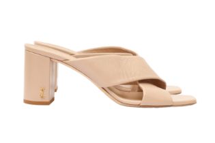 Saint Laurent Beige Crossover Block Heeled Mule - Size 41