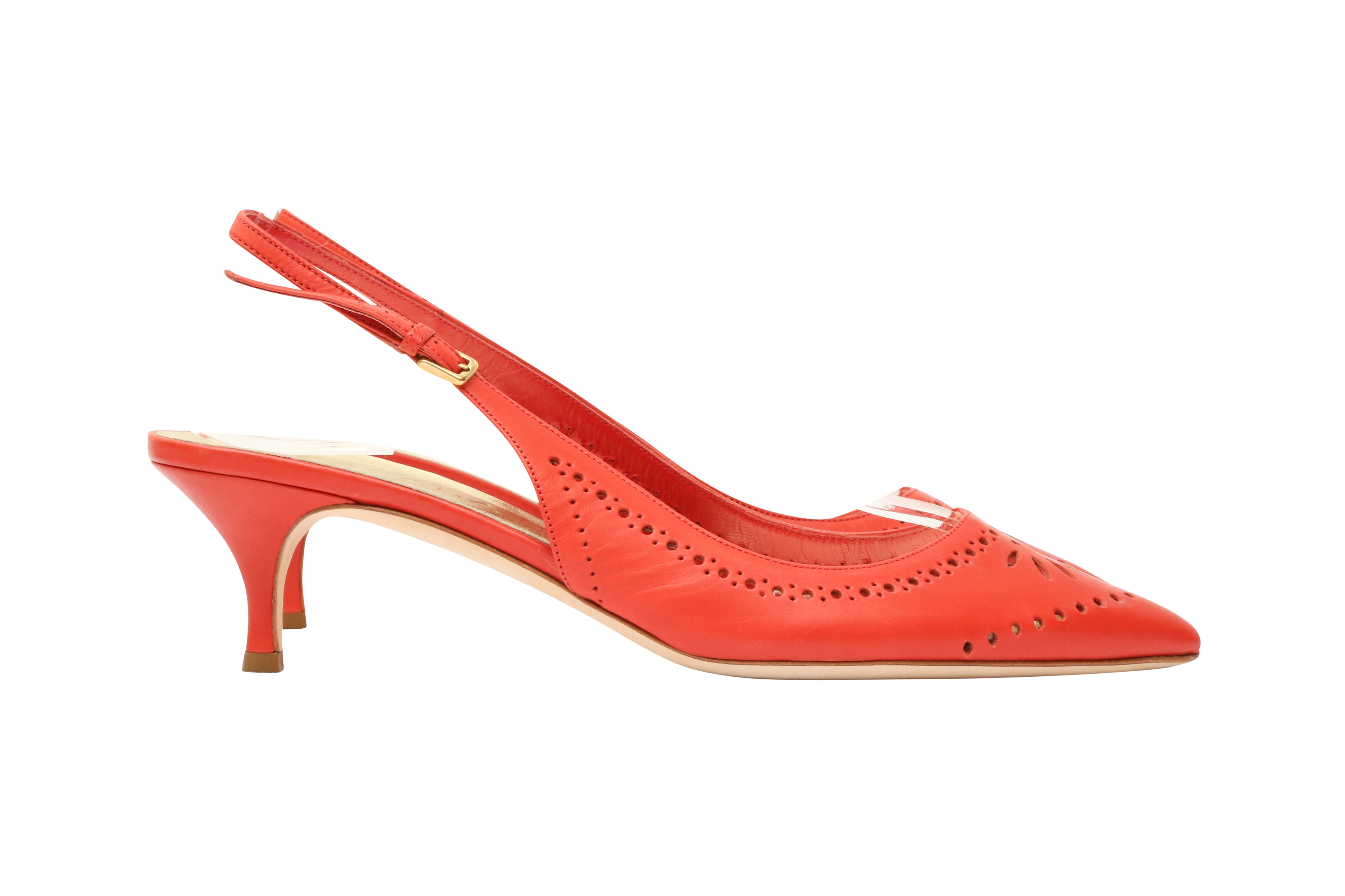 Escada Coral Perforated Kitten Heeled Sling Back - Size 39