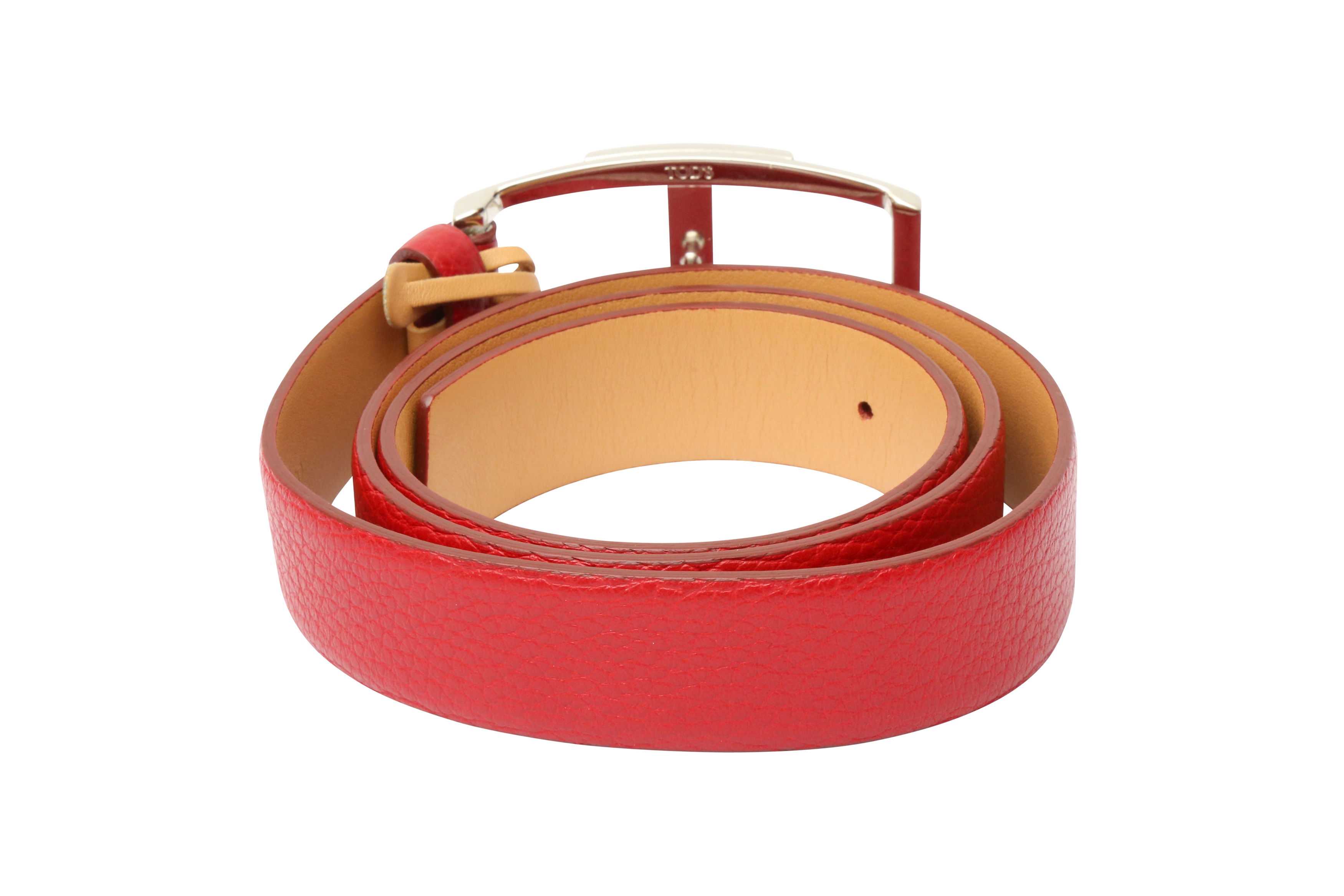 Tod's Red T Enamel Buckle Belt - Size 90 - Image 2 of 2