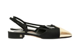 Chanel Black Sling Back Flat Pump - Size 38