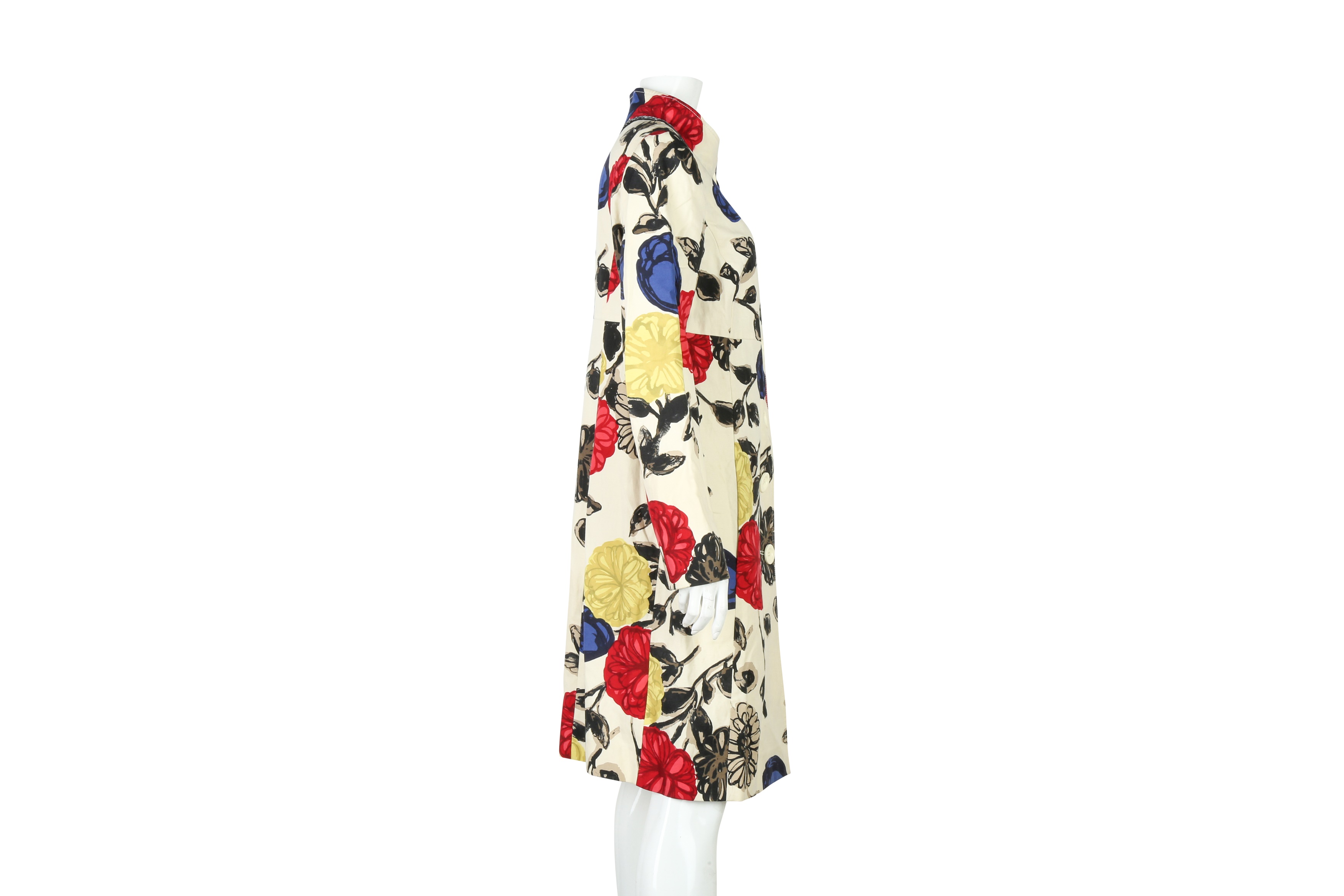 Moschino Cream Linen Floral Print Coat - Size 44 - Image 4 of 5