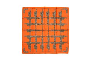 Cartier Jewelled Panthere Grid Silk Scarf