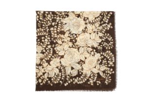 Chanel Brown Camellia Cashmere Scarf