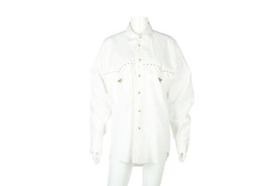 Versace White Poplin Oversized Western Shirt - Size M
