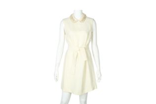 Miu Miu Cream Embellished Sleeveless Dress - Size 42