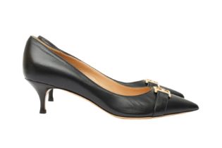 Escada Navy Logo Kitten Heeled Pump - Size 38.5