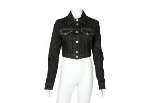 Versace Black Denim Cropped Jacket -Size S