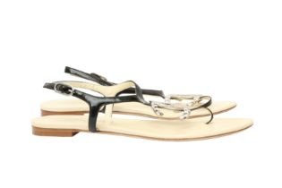 Chanel Black CC Thong Flat Sandal - Size 37.5