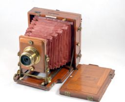 J Lancaster & Son Half-Plate Wood & Brass Camera