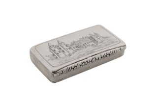 A William IV sterling silver ‘castle top’ snuff box, Birmingham 1836 by William Simpson