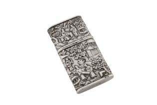 A mid-19th century Chinese export silver cheroot or lancet case, Canton circa 1850 retailed by Khech