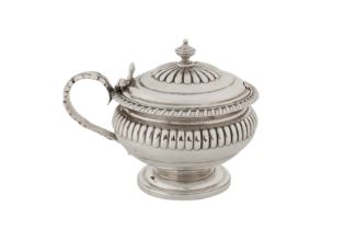 A George III sterling silver mustard pot, London 1817 by Rebecca Emes and Edward Barnard