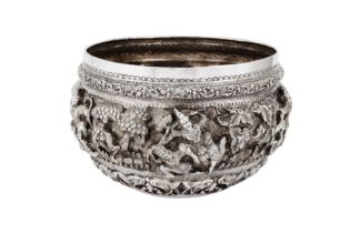 A mid-20th century Burmese unmarked silver bowl, Rangoon circa 1950