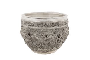 A late 19th century Anglo – Indian unmarked silver bowl or wine cooler, Poona circa 1890